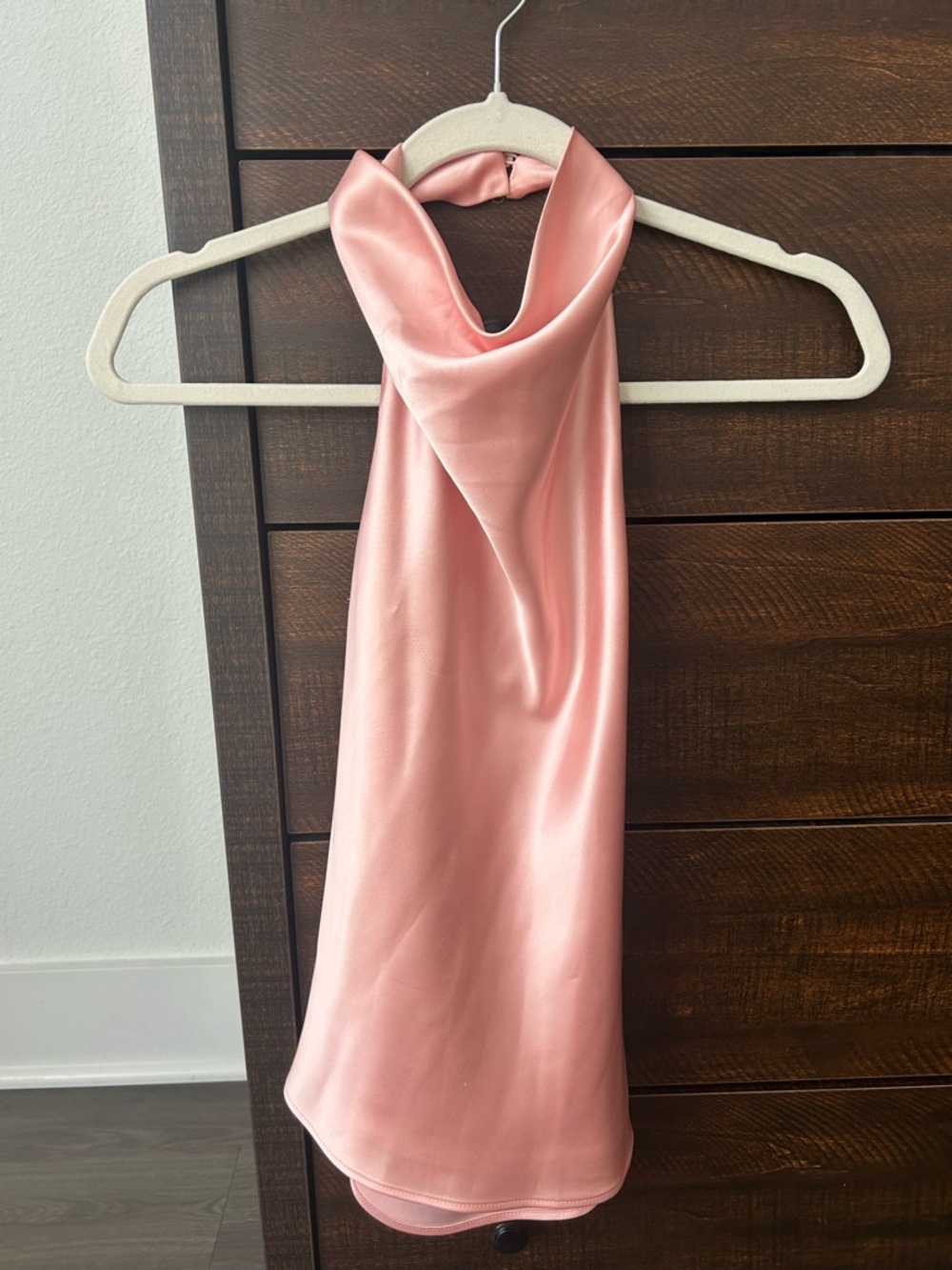 Zara Satin Halter Top in Blush Pink